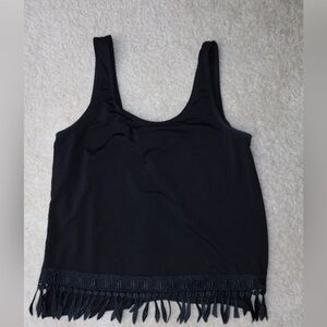 Small black fringe tank top